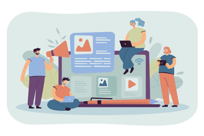 Professional presenting ideas to an online audience, with LinkedIn icons and a rising graph symbolizing how to be a LinkedIn thought leader and influence.