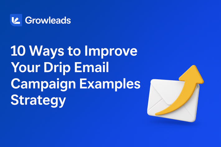 A visual guide listing 10 effective strategies to improve drip email campaign examples for better engagement and conversion.