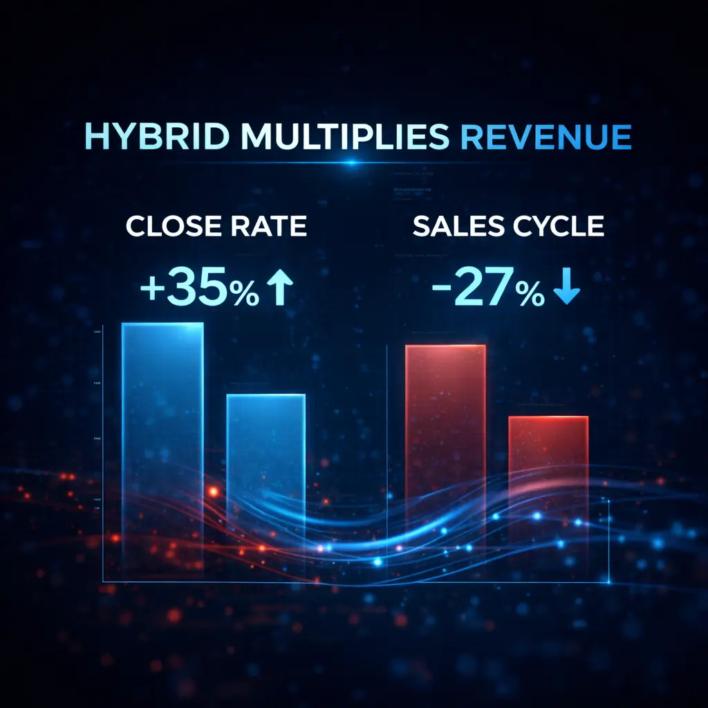 The 60-40 hybrid sales transition blueprint showing three phases from outbound-heavy foundation to balanced inbound-outbound scale