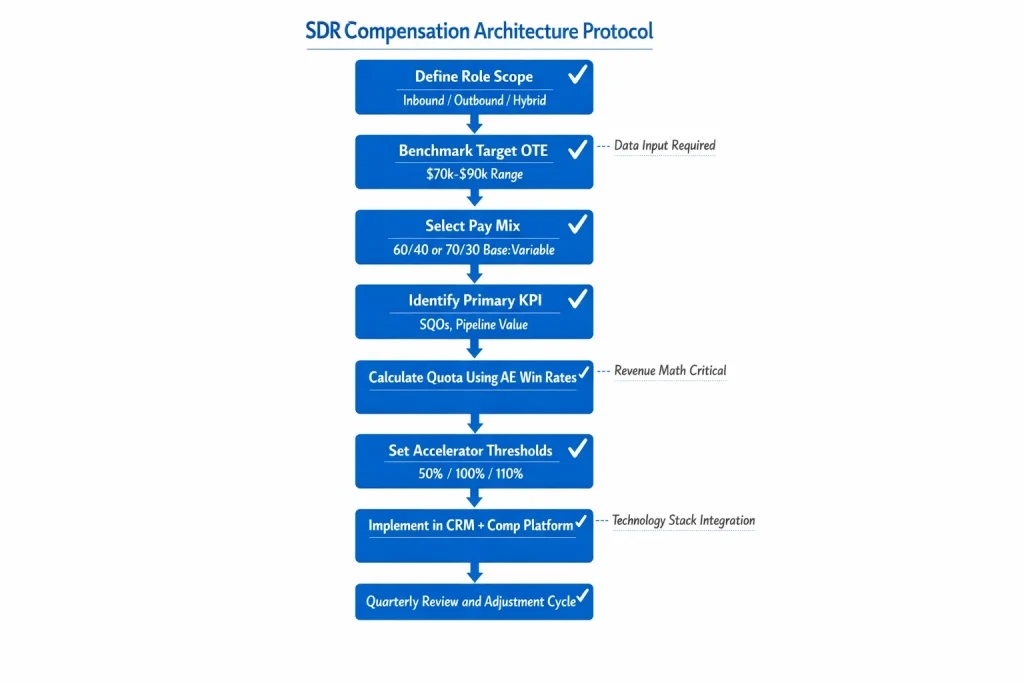 SDR Commission Structure 2026: Fair Pay Architecture 3 SDR commission structure evolution 2018-2026 showing base salary rising from $43K to $60K and total OTE increasing to $85K with 60/40 pay mix stabilization