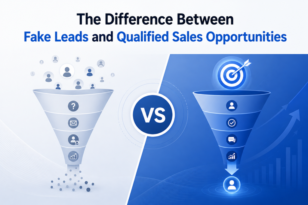 Current image: Fake Leads vs Qualified Sales Opportunities